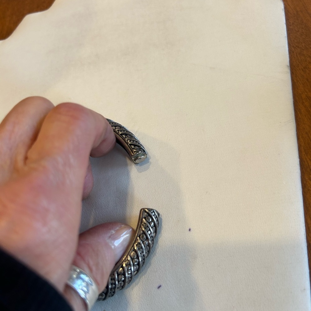 Brighton Silver Textured Hinged Bangle Bracelet - image 3